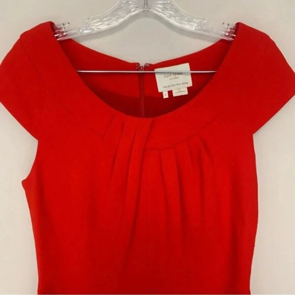 Kate Spade Raya Dress Red Midi Wool Cap Sleeve 8 - Picture 9 of 14